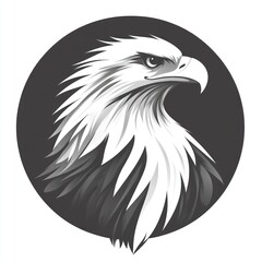 Obraz premium Majestic eagle head profile in grayscale circle.