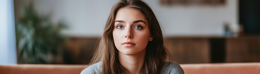 Naklejka premium Emotional counseling session focusing on a woman exploring the emotional challenges of marriage betrayal, seeking understanding and resilience to rebuild trust and heal emotional wounds