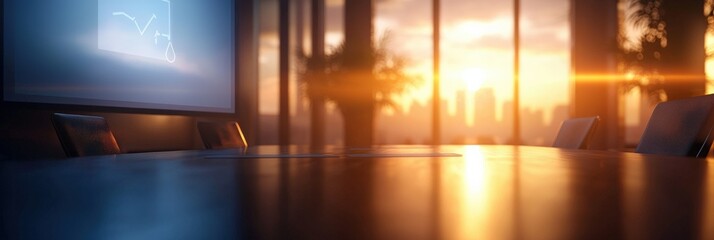 A modern boardroom with executives reviewing a roadmap titled on a projector screen