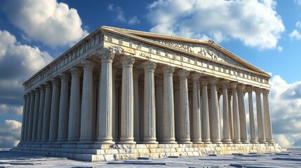 Obraz premium Majestic Ancient Temple with Grand Columns Under Blue Sky