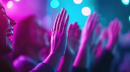 A diverse group of team members clapping and celebrating a milestone achievement in a corporate meeting room