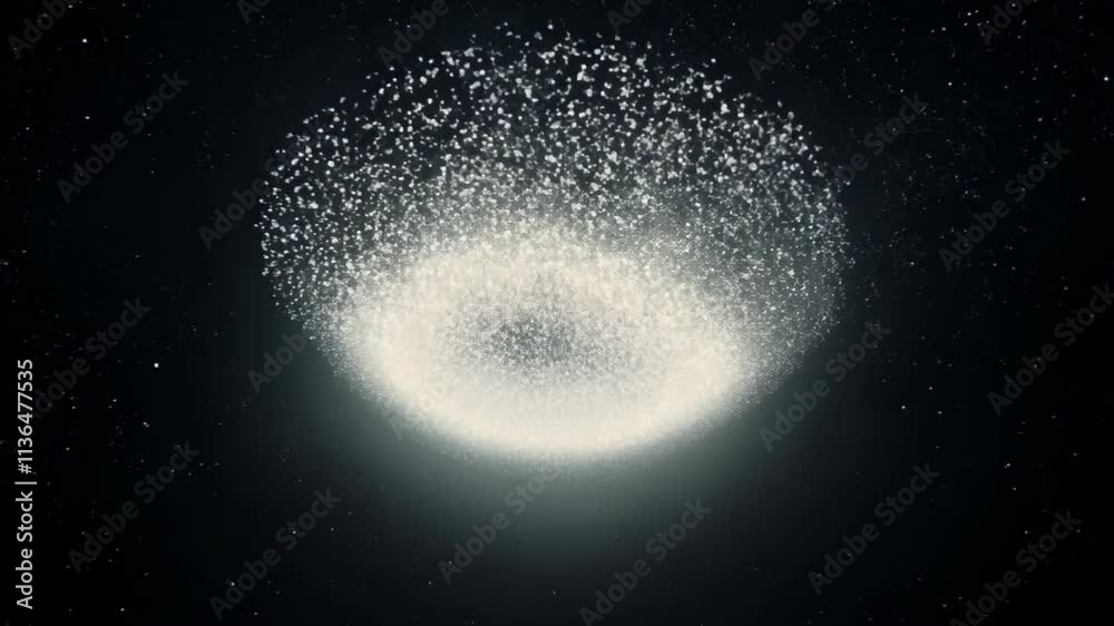 Fototapete sparkling particles dance in a dark background, creating a mesmerizing visual experience of light an