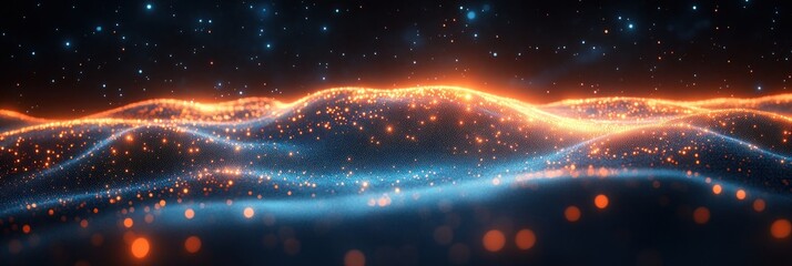 Obraz premium Abstract waves of light and color in cosmic background