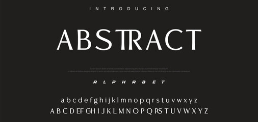 Modern minimal abstract alphabet fonts. Typography technology, electronic, movie, digital, music, future, logo creative font.