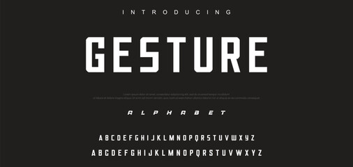 Naklejka premium Modern minimal abstract alphabet fonts. Typography technology, electronic, movie, digital, music, future, logo creative font.