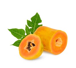 ripe papaya isolated on white background. full depth of field