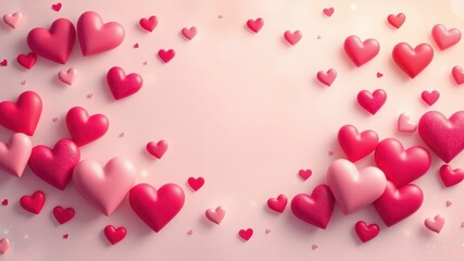 Romantic Pink and Red Hearts Frame for Valentines Day