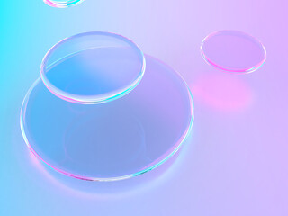 幻想的な光に照らされた透明な液体の3Dイラスト