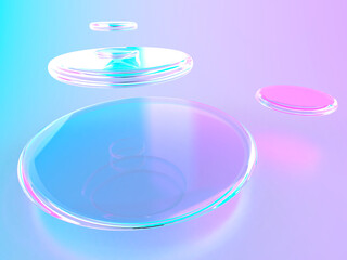 幻想的な光に照らされた透明な液体の3Dイラスト