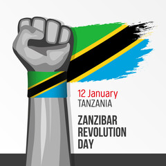 Tanzania 12 January Zanzibar Revolution Day. In Swahili: 12 Januari Siku ya Mapinduzi ya Zanzibar