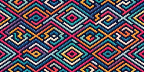 Vibrant Abstract Geometric Pattern with Interlocking Lines and Shapes