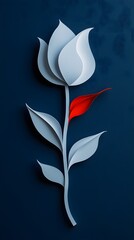 Tulip Flowers, Paper Cut Art, Abstract Image, Texture, Pattern Background, Wallpaper, Cover and Screen for Smartphone, PC, Laptop, 9:16 and 16:9 Format