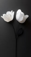 Tulip Flowers, Paper Cut Art, Abstract Image, Texture, Pattern Background, Wallpaper, Cover and Screen for Smartphone, PC, Laptop, 9:16 and 16:9 Format