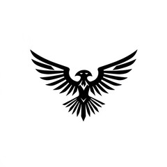 Obraz premium Stylized black eagle with wings spread wide.