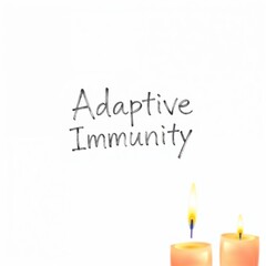 Conceptual illustration featuring the phrase "Adaptive Immunity" with lit candles on a white background