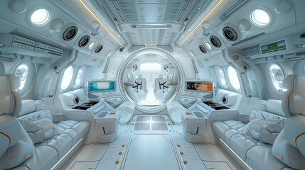 Sci fi white future architecture interior