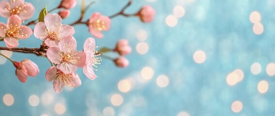 Fototapeta premium Delicate Pink Blossoms in Springtime; A Tender Floral Display of Nature's Beauty