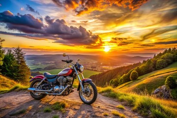 Obraz premium Epic Aerial Motorcycle Graphic Design, High-Resolution Drone Photography, 4000px JPG Image, Custom Motorcycle Art, Powerful Bike Designs