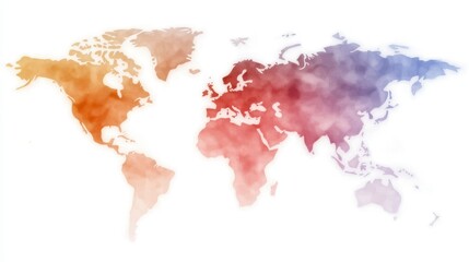 Watercolor World Map Global Travel Geography Exploration Background