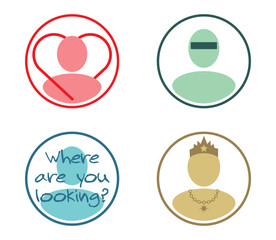 User profile. Funny avatar. Logo. Person. Set of linear icons. Vector. Illustration