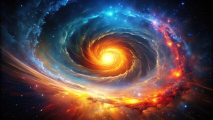 Obraz premium A Fiery Cosmic Vortex Swirling Nebulae and Celestial Flames in Deep Space