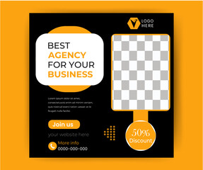 Editable square business web banner design template. Suitable for social media post, Vector illustration.