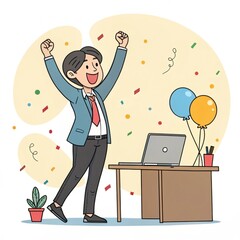 Create a corporate cartoon style illustration feat