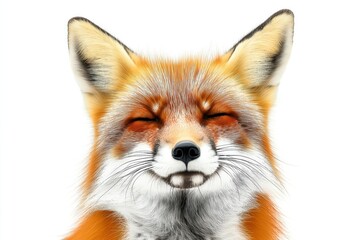 Fototapeta premium Studio photo of a fox isolated against a white background. Wildlife and conservation concept, space for copy.