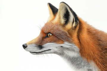 Obraz premium Studio photo of a fox isolated against a white background. Wildlife and conservation concept, space for copy.