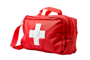 A First Aid Kit Bag, Isolated on a Transparent Background, Perfect for Medical or Emergency-Themed Designs