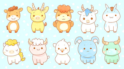 Obraz premium Cute cartoon animals.