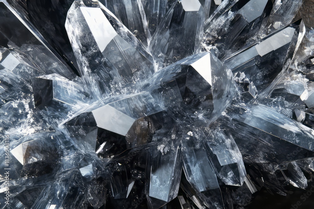 Poster Crystalline structure showcasing sharp forms with intricate details in a three-dimensional design