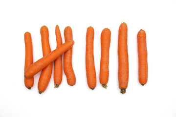 Counting Exercise with Nine Carrots on White Background – Educational Math Image
