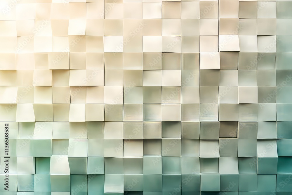 Aufkleber 3d grid pattern texture featuring raised squares with subtle gradients in neutral tones for design a