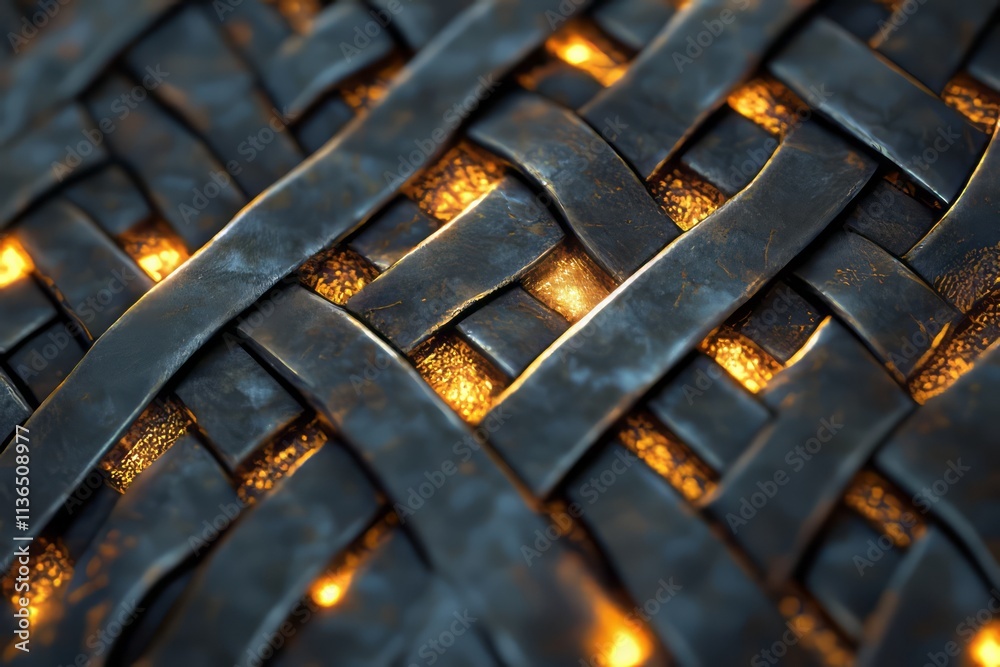 Aufkleber intricate 3d mesh texture with interwoven lines and luminous highlights glowing in subtle detail