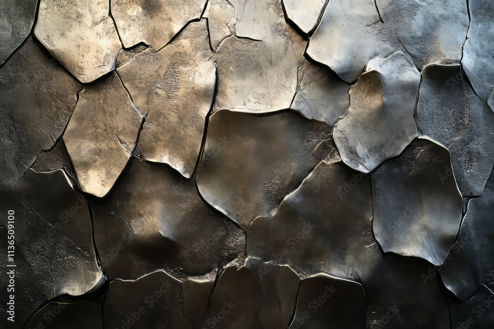 Poster 3d metallic surface texture featuring polished and matte contrasts with an abstract design