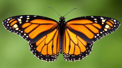 Fototapeta premium Monarch Butterfly Wings Insect Nature Wildlife Closeup Macro Photography Orange Black White Spring