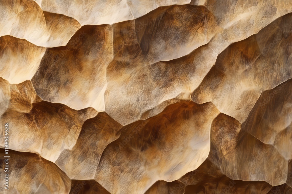 Poster texture of a rough 3d rock surface with intricate patterns and natural shades of brown and beige