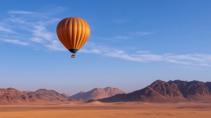 Fototapeta premium Hot Air Balloon Desert Adventure Sunrise Flight Over Mountains