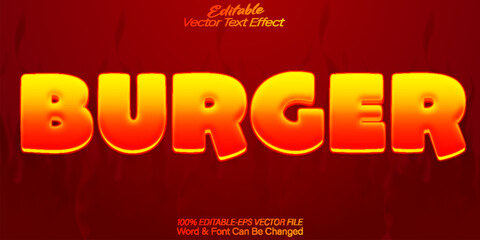 Burger Vector Text Effect Editable Alphabet Cheeseburger Hamburger Red Food