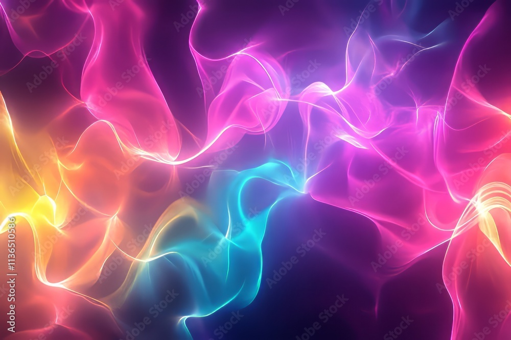 Poster fluid art texture featuring vibrant neon colors in an abstract composition conveying movement and en