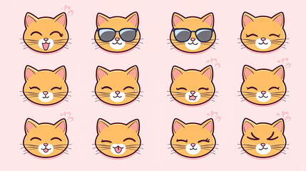 Cute cat faces with various expressions.