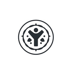 Fototapeta premium Human Compass: A minimalist icon representing the human journey, direction, and guidance. A perfect symbol for growth, potential, and navigating life's path. 