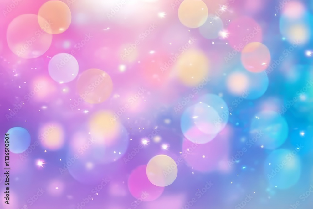 Poster Soft blurred bokeh lights creating a dreamy atmosphere with vibrant colors and gentle glows