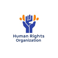 Fototapeta premium Human Rights Organization Logo: Two hands reaching upwards, symbolizing support, unity, and the fight for human rights. A vibrant logo design for non-profit organizations, charities.