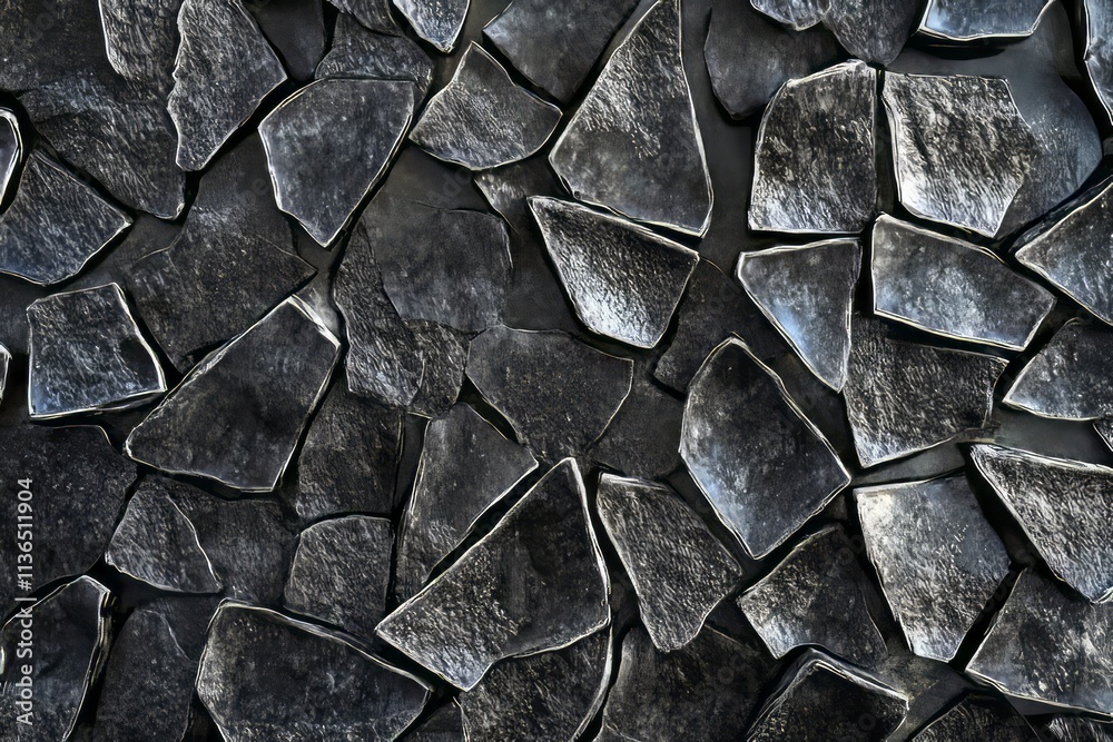 Poster Chipped ice texture with sharp edges and rough surfaces capturing winter's beauty in intricate patterns