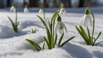 snowdrops in the snow 