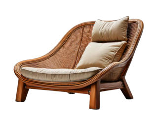 wooden outdoor armchair isolated on transparent background