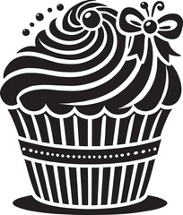 Delicious cup cake silhouette vector illustration isolated on a white background