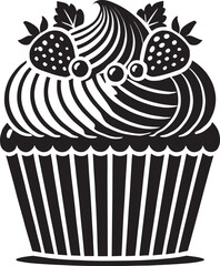 Delicious cup cake silhouette vector illustration isolated on a white background